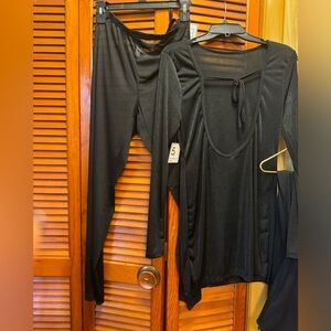 Sheer black beach cover up set lounging set